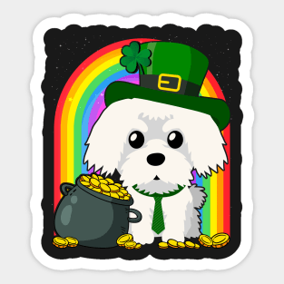 Maltese Rainbow Irish Clover St Patrick Day Dog Gift design Sticker